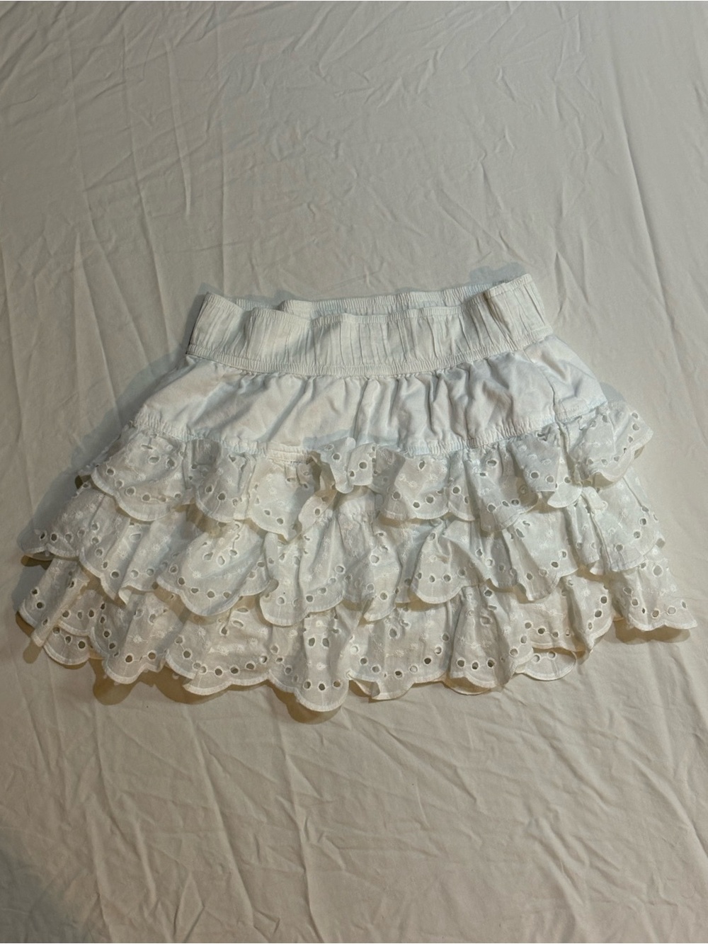 Vintage Hollister White Eyelet Ruffle Mini Skirt